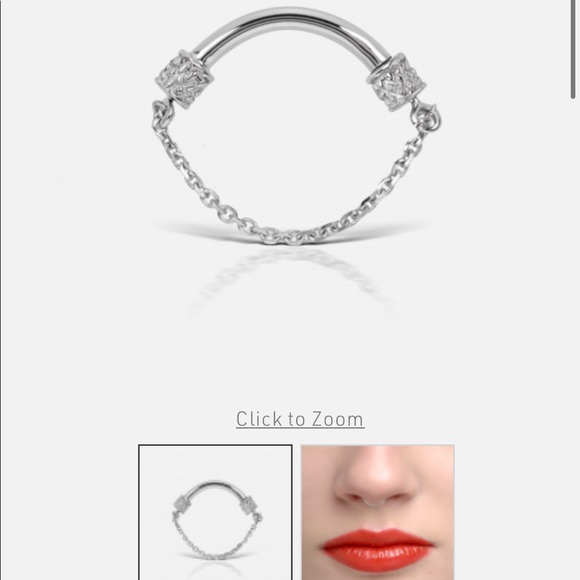 NIB Maria Tash Septum Spinner Chain White Gold 16G 8mm - Picture 2 of 2